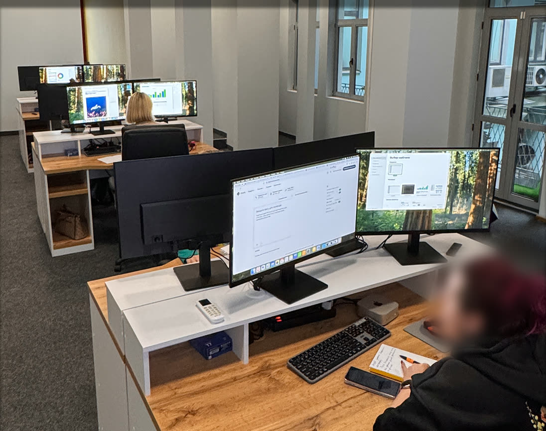 Women retraining at computers